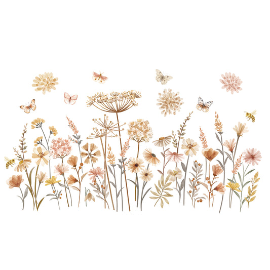 decalmile Boho Flower Wall Decals Wildflower Floral Dandelion Grass Wall Stickers